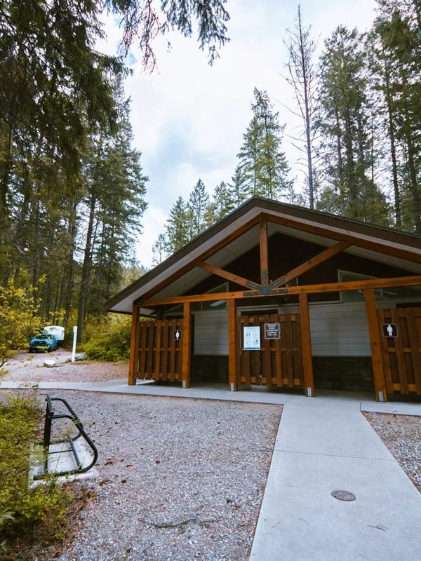 Shower building at Texas Creek Campground near Christina Lake
