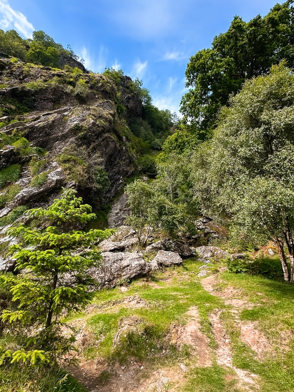 Valley walls around Powerscourt Waterfall.