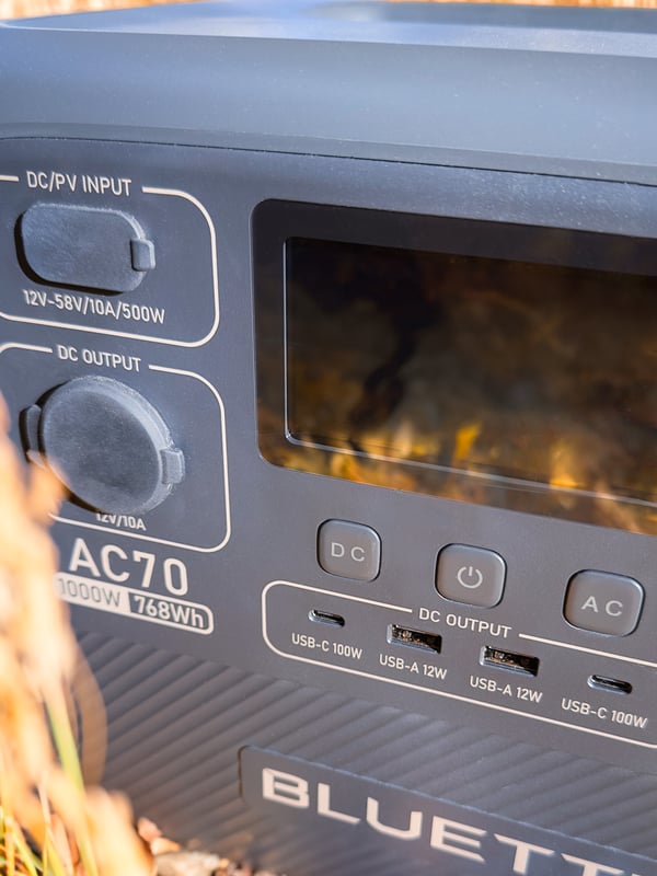 Close up of the front of the AC70 power station.