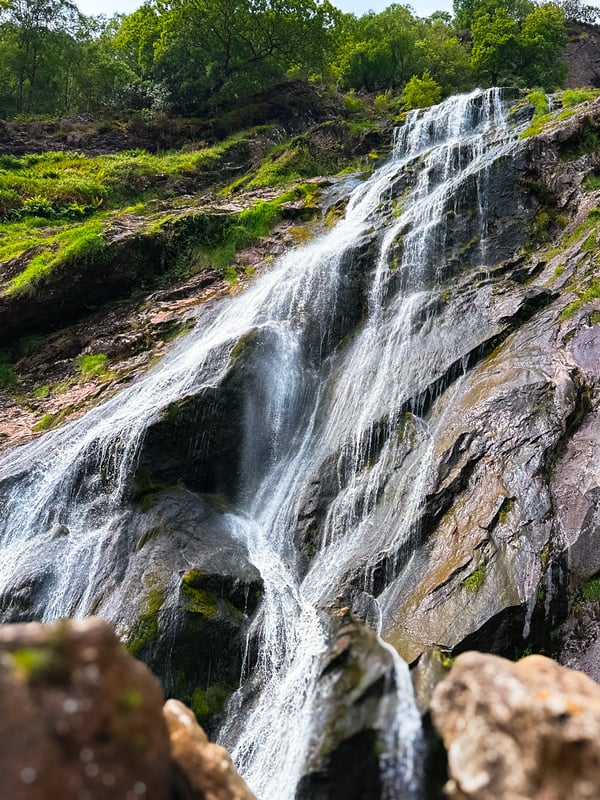 Close up of Powerscourt Waterfall from the base.