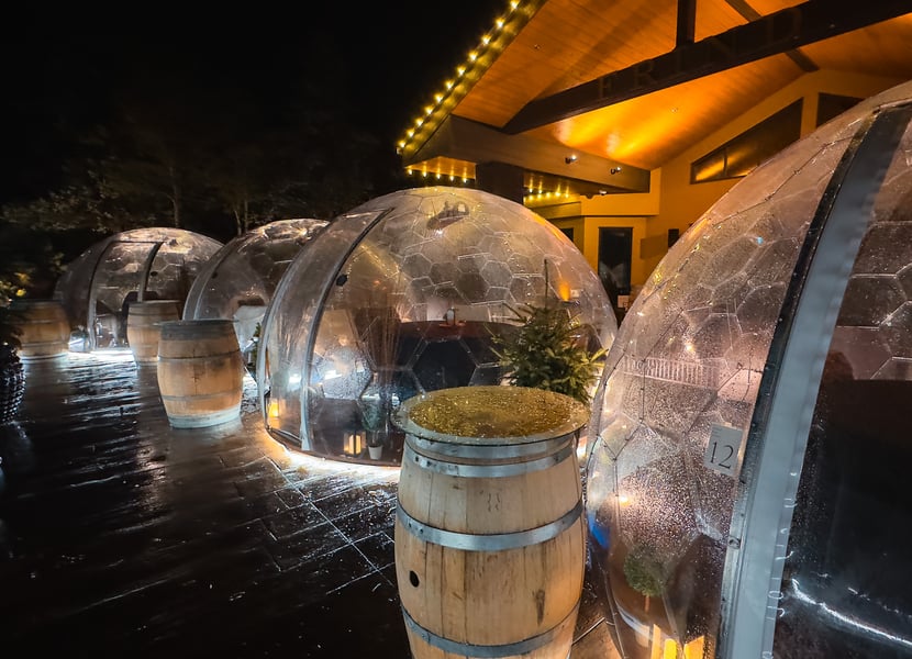 Outdoor dining domes at Frind Winery in Kelowna