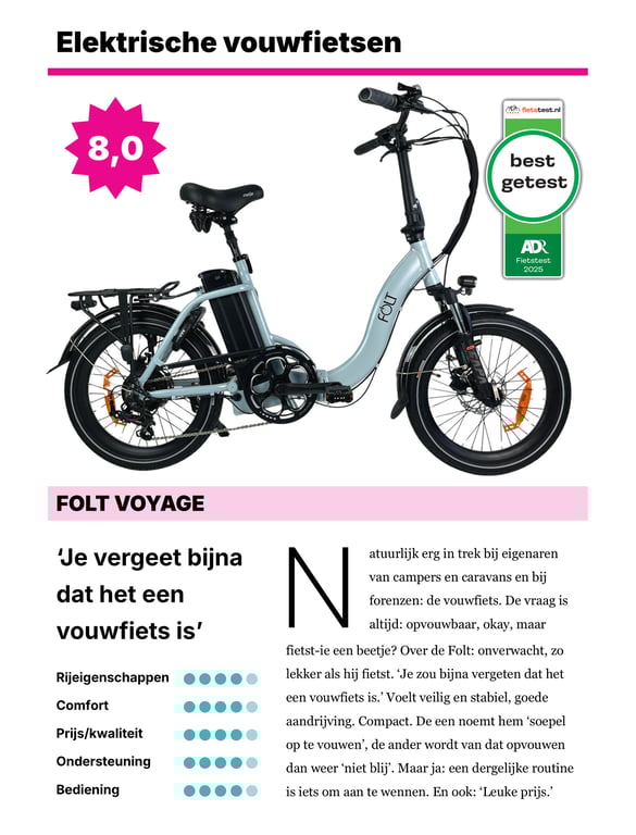 AD Fietstest article featuring FOLT Voyage