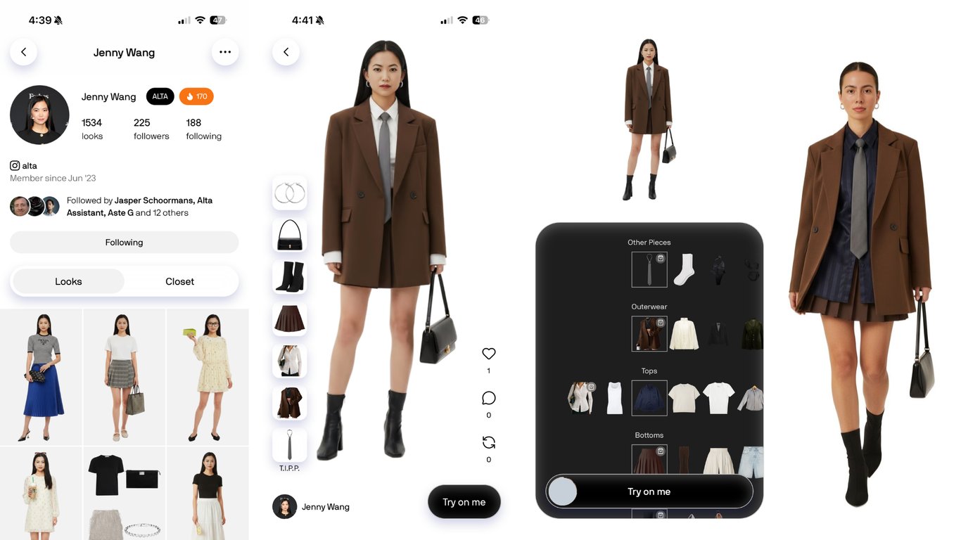 Friends’ logged outfits at the top of the Alta homepage