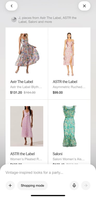 Alta generated dress recommendation