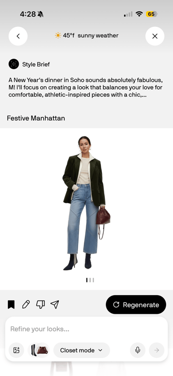 Alta avatar view screenshot, which shows your avatar wearing the outfit you just created