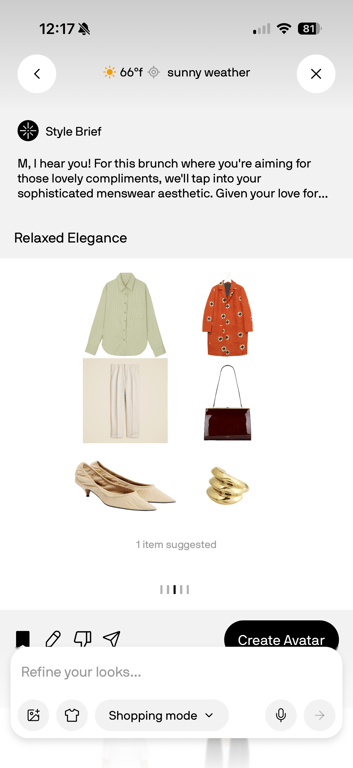 Alta generated outfit and shopping recommendation