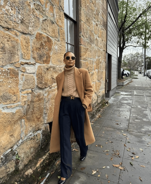Jasmine Tookes in a statement coat