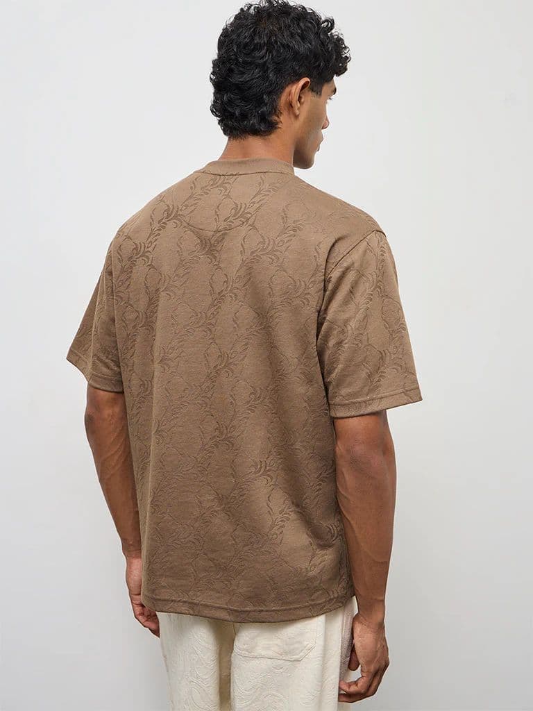 ETA Taupe Jacquard Relaxed-Fit T-Shirt — photo 5