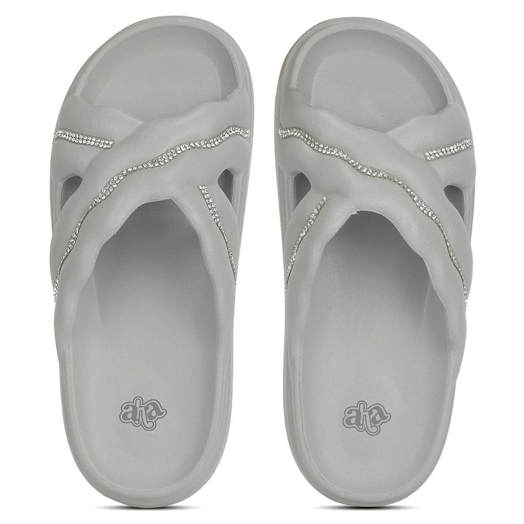 A-HA RESTWALK Light Grey casual slides for women by Liberty — photo 8