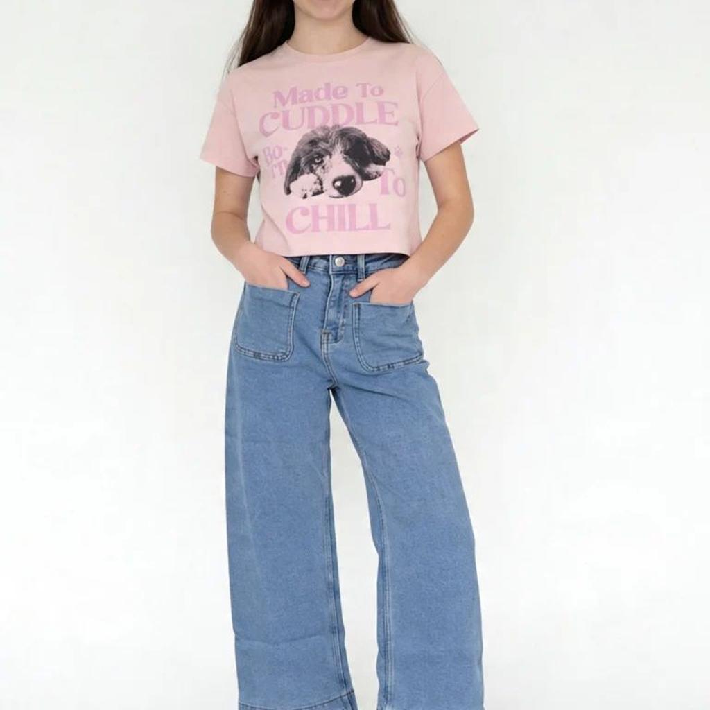 Y&F Kids Girls Light Blue Wide Leg Jeans
