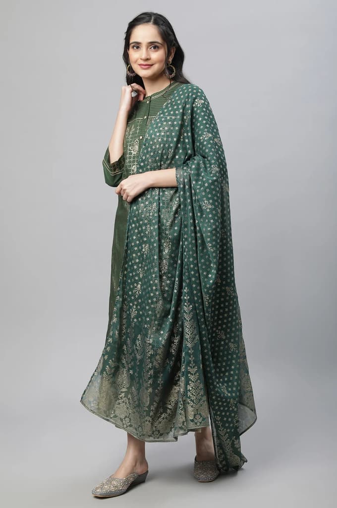 Green Silver Chiffon Printed Dupatta — photo 4