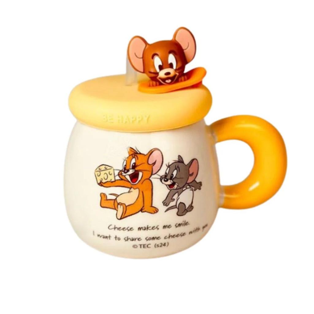 Tom And Jerry Ceramic Mug With Straw — Jerry Mug with Lid