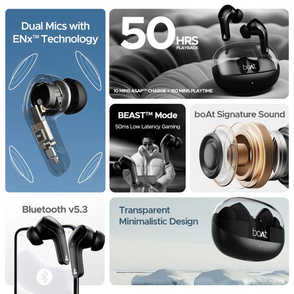 boAt Airdopes 311 PRO | Wireless Earbuds with 50 Hours Playback, Dual Mics with ENx™ Technology, BEAST™ Mode, ASAP™ Charge — photo 10