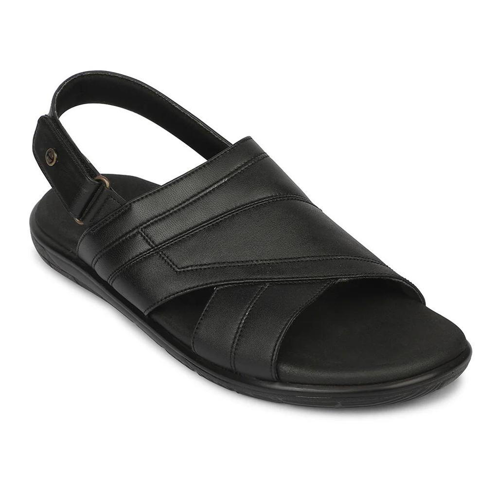 Healers MDG-1 Everyday Comfort Black Formal Sandal for Men by Liberty