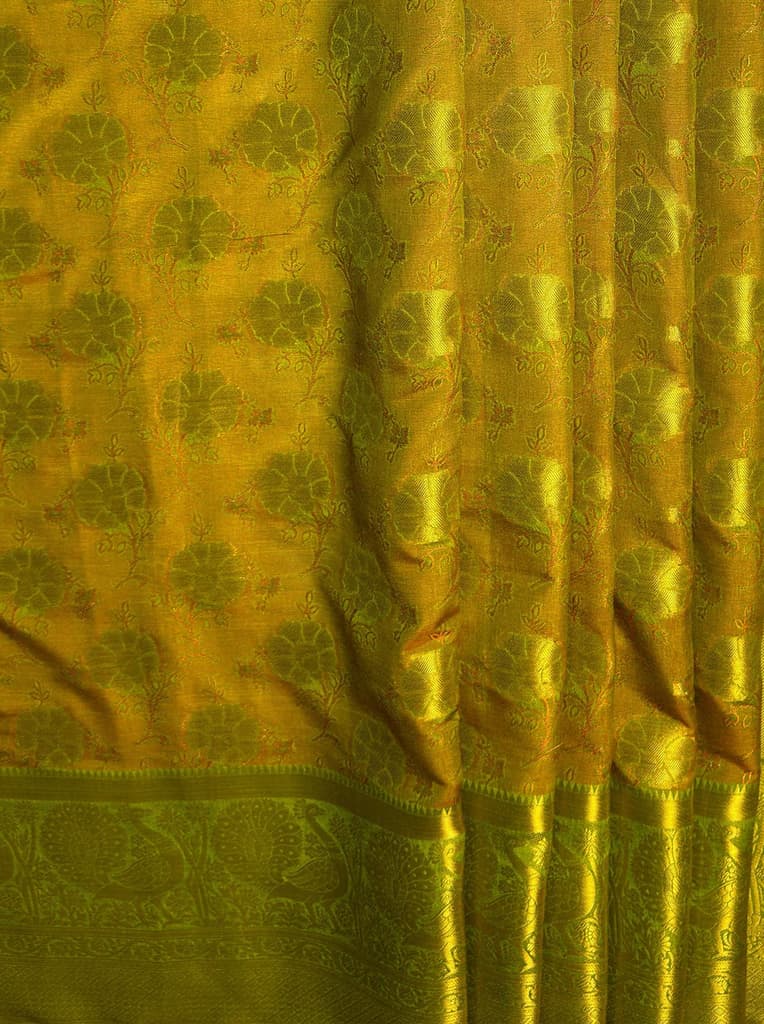 MIMOSA Women's Woven Design Kanjivaram Style Art Silk Saree with Blouse Piece - Olive ( SA00003142OLFREE ) — photo 6