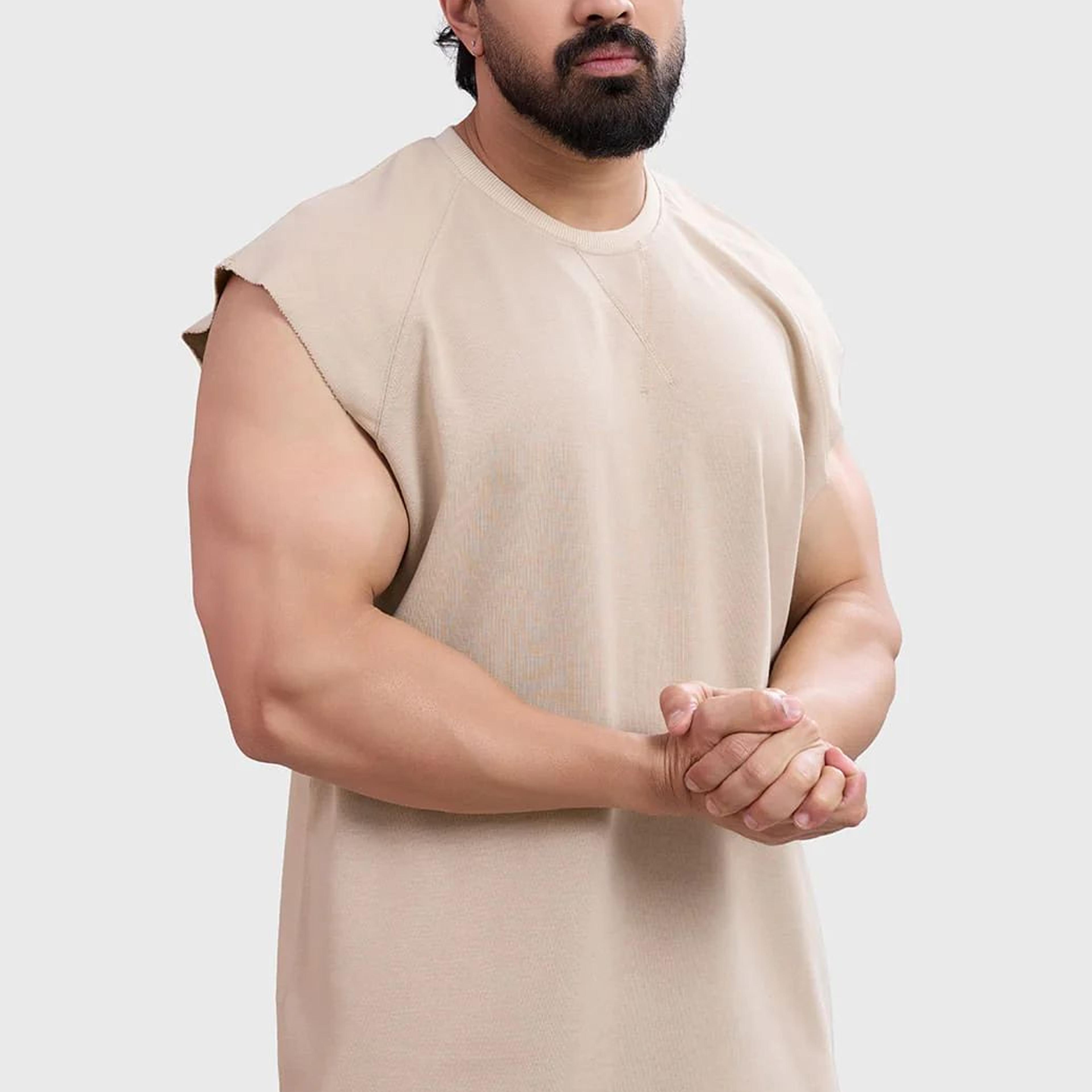 Shell Raw Capsleeves Tank Beige