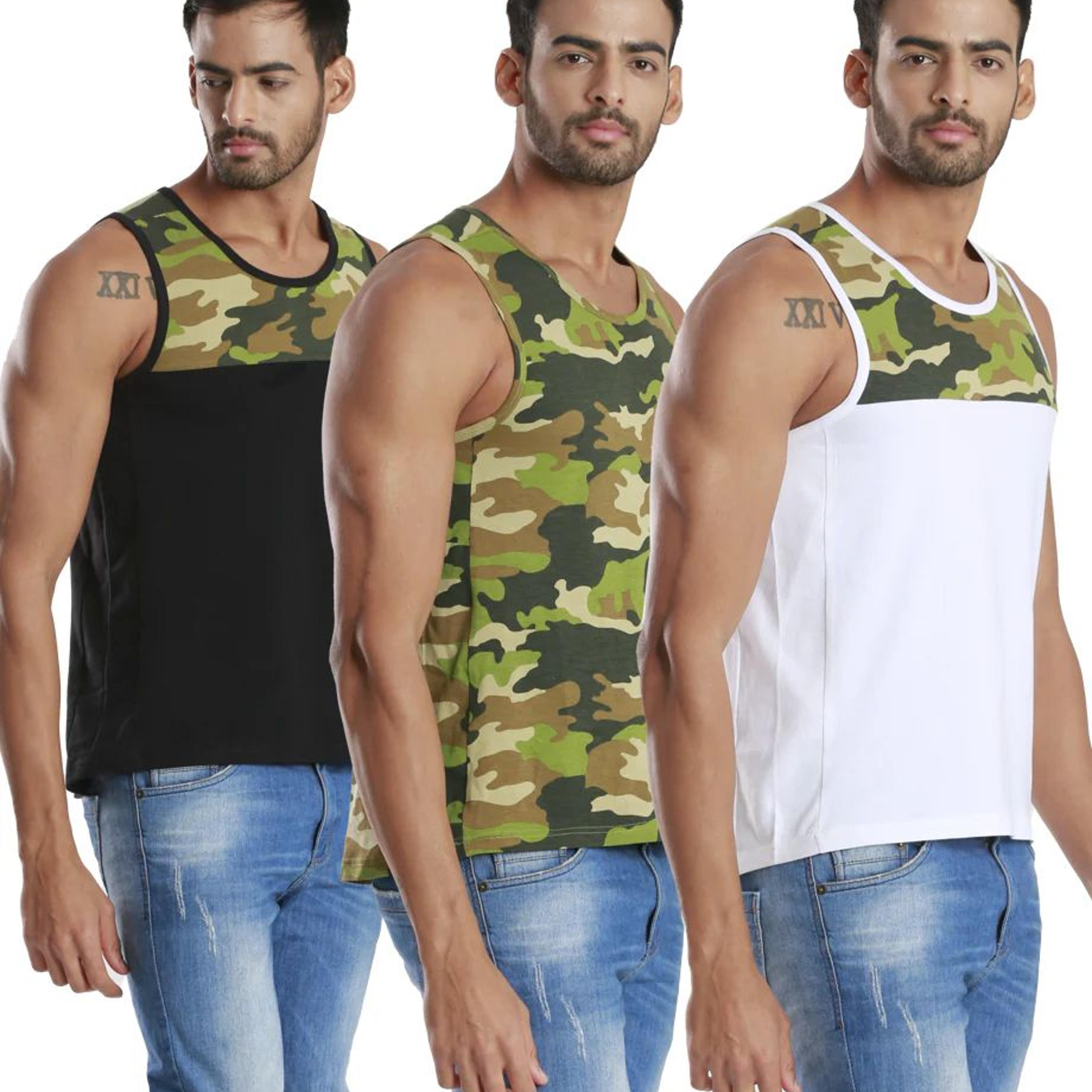 Active Fit Camo Printed Bamboo Vest (Pack of 3)