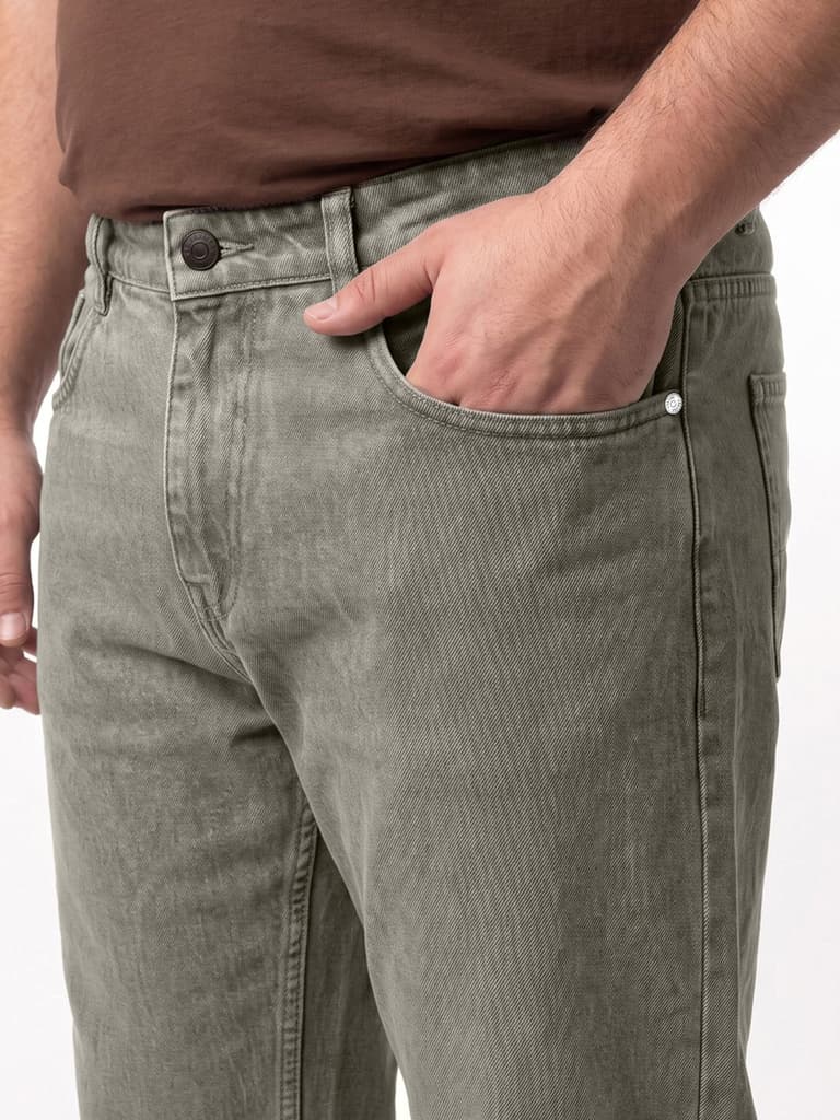 Plus Men's Ice Grey Relaxed Fit Washed Denim Jeans Non-Stretchable — photo 5