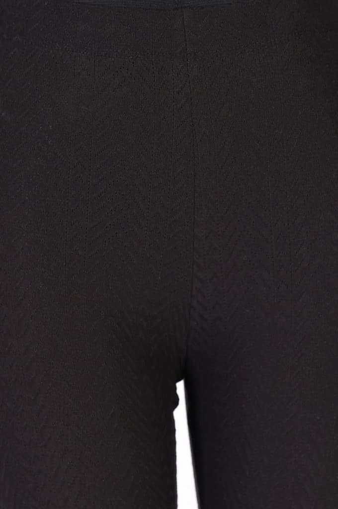 Black Textured Cotton Blend Skinny Fit Ankle Length Leggings — photo 3