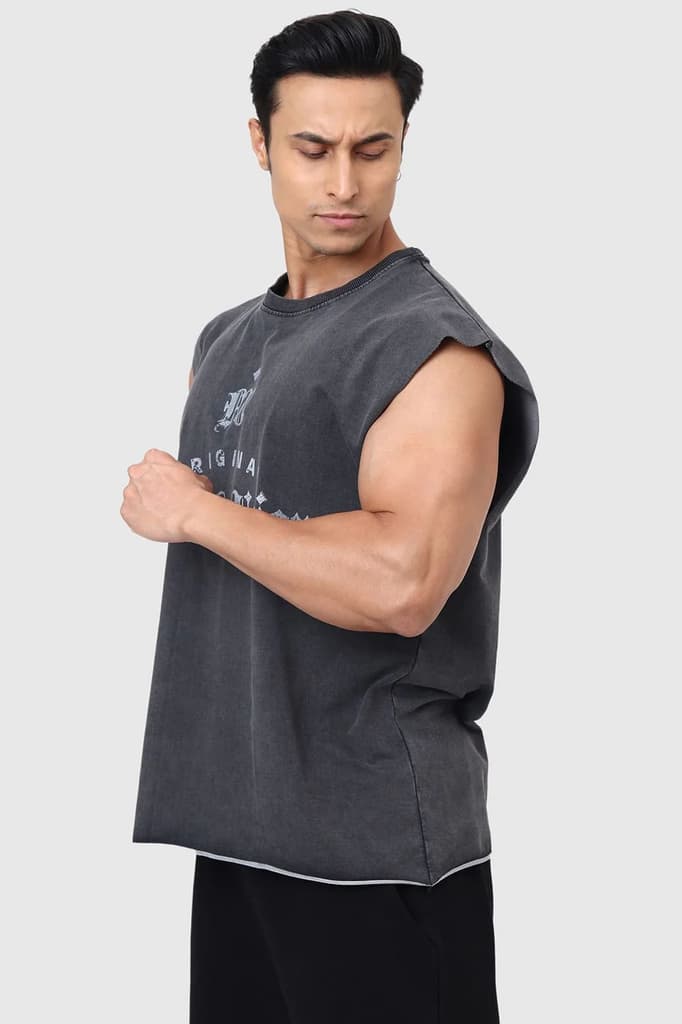Shadow Washed Capsleeves Tank Dark Grey — photo 5