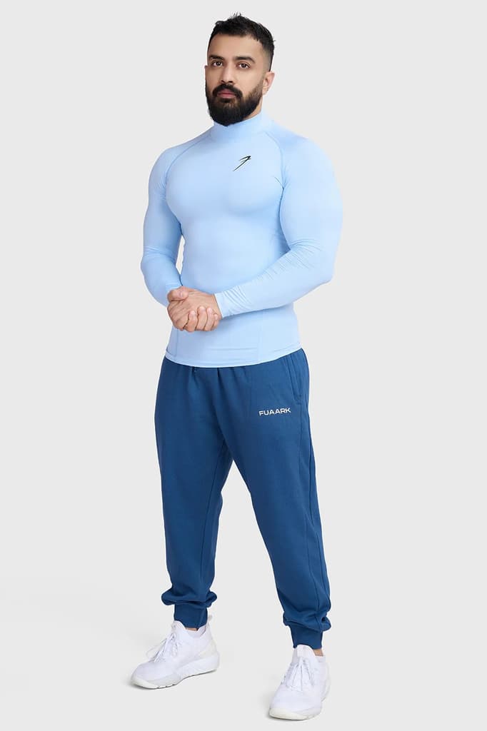 High Neck Compression Full Sleeves T-shirt Glacial Blue — photo 2
