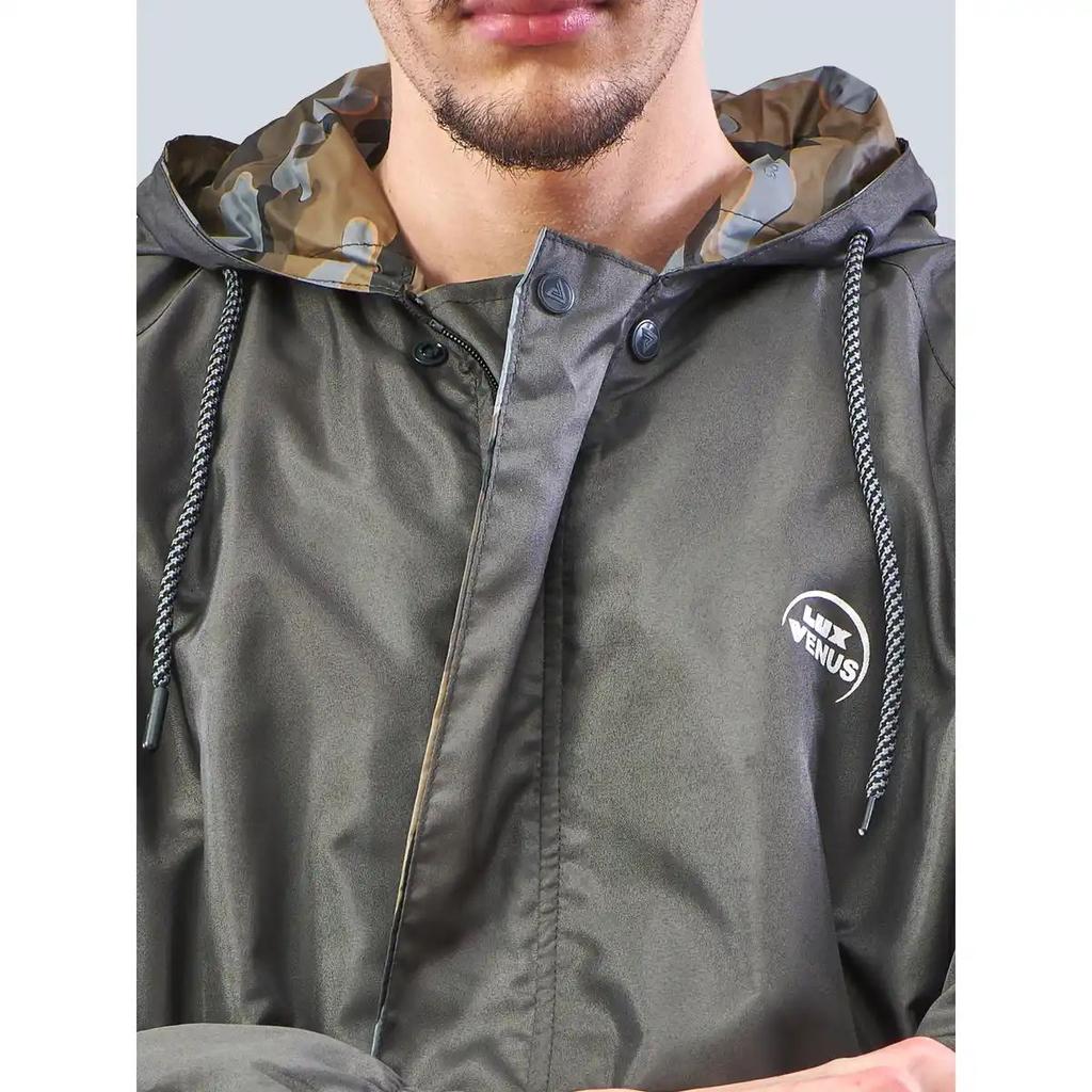 Lux Venus Lightweight Hooded Reversible Raincoat for Men With Waterproof Pant - Grey | 3XL — photo 2