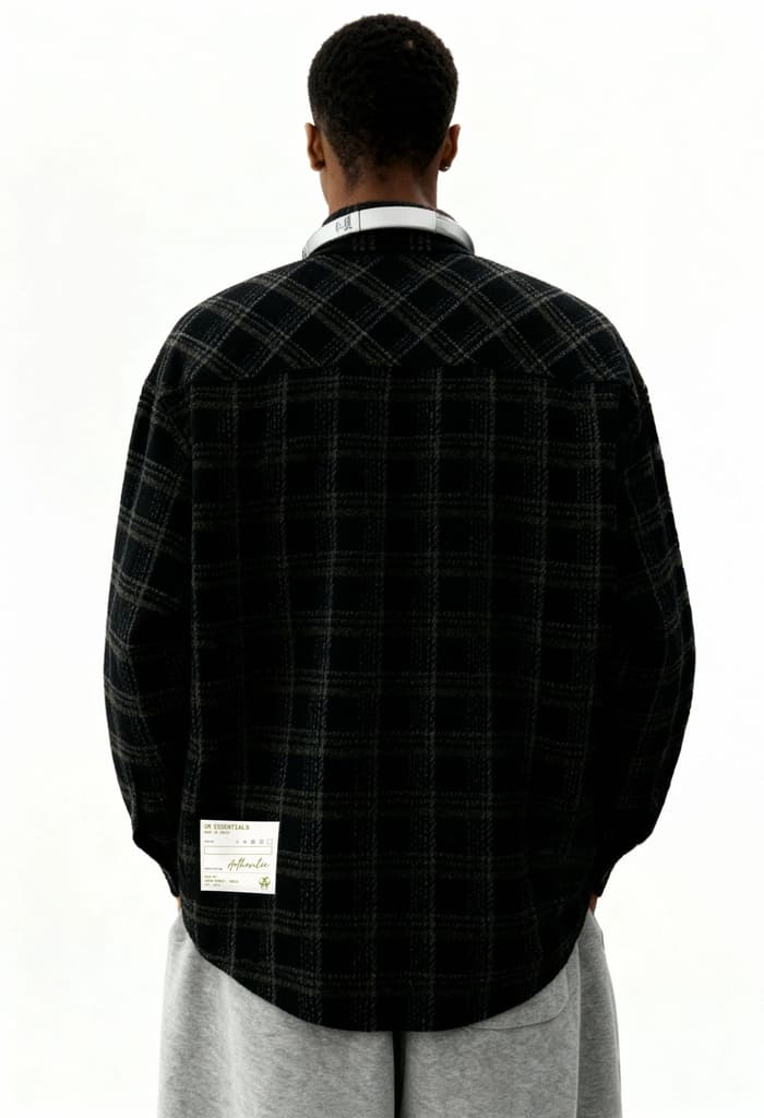 Plaid Long Sleeve Shirt // Black — photo 2