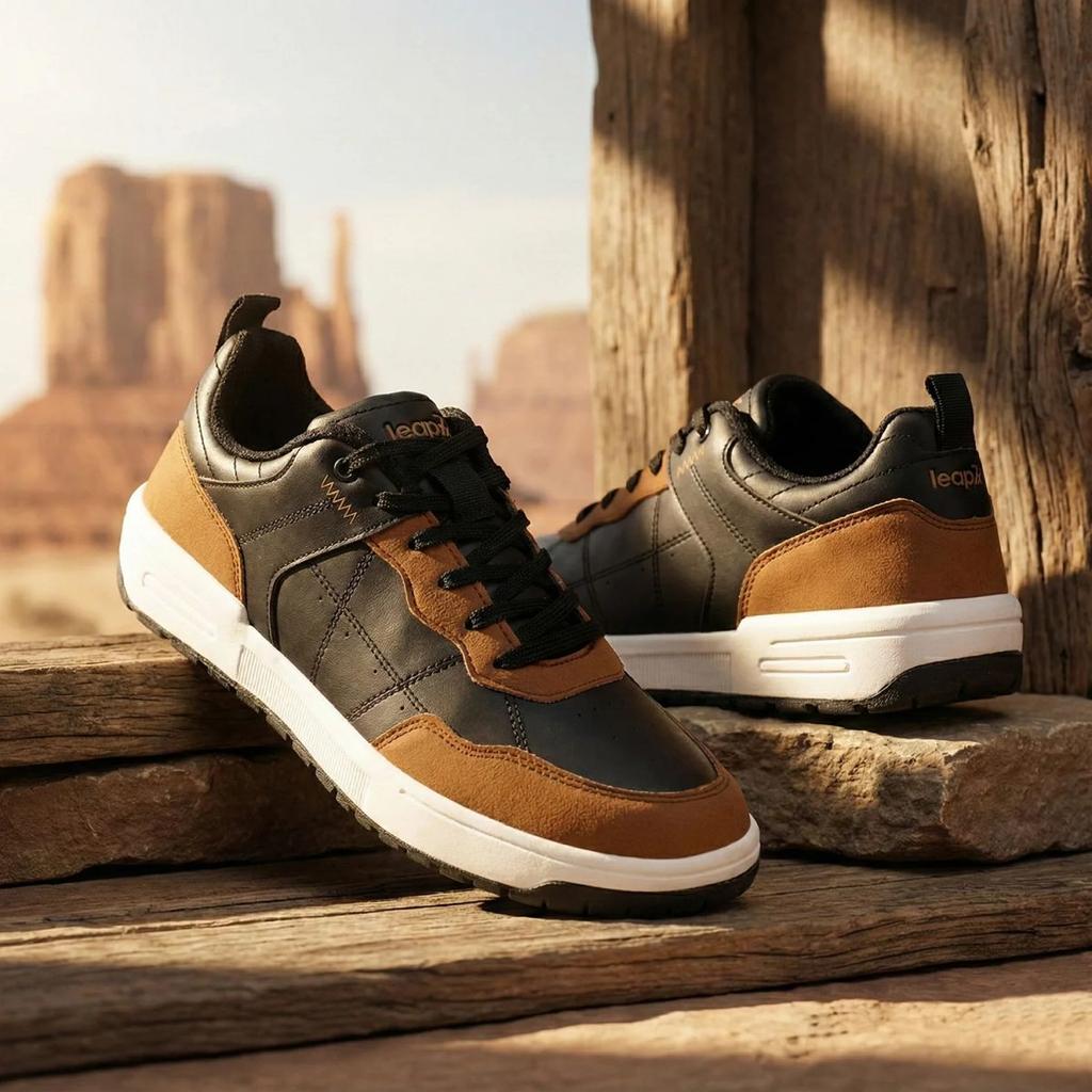 LEAP7X Black Casual Lacing Sneakers for Men NOBLESTEPE by Liberty — photo 2