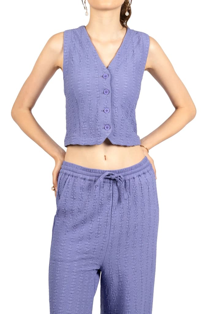 Sleeveless Co-Ord Set for Women – V-Neck, Solid Poly Spandex, Indian Style — photo 2