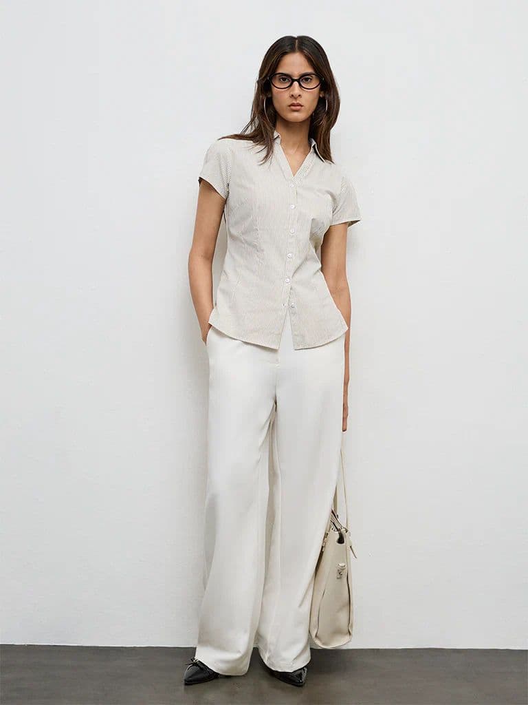 Wardrobe Beige Striped Shirt