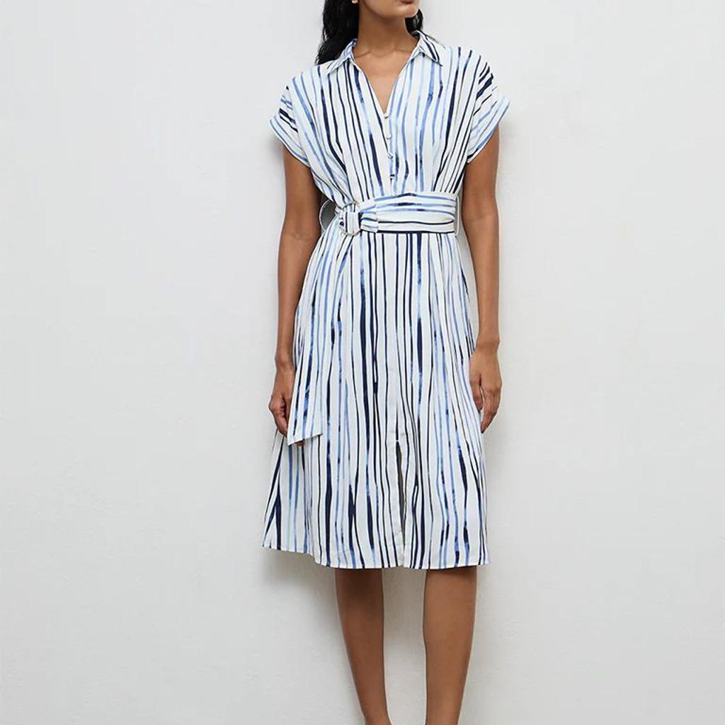 Wardrobe White Stripe Printed Shirt Dress