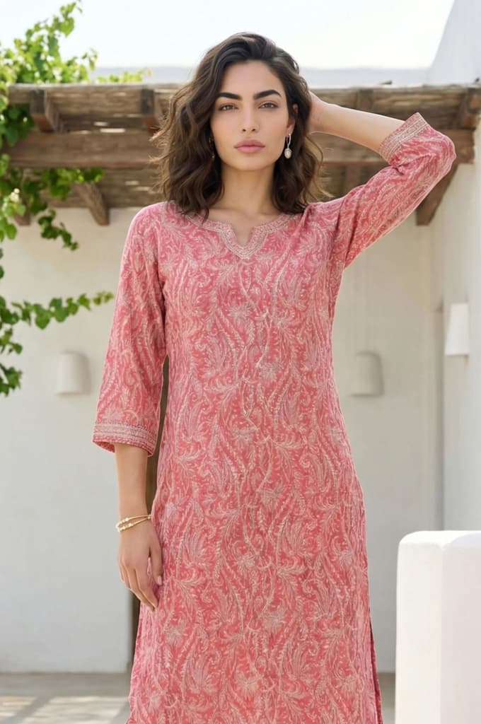 Pink Paisley Printed Modal Straight Kurta and Pants Co-ord Set — photo 3