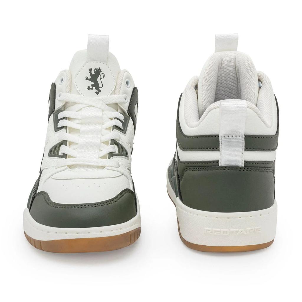 High-Top Sneakers for Men in White and Olive | Casual Lifestyle Shoes. — photo 4