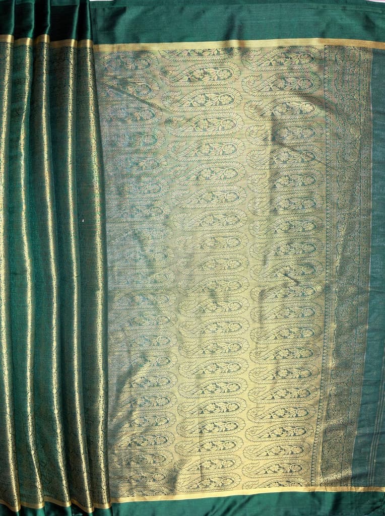 MIMOSA Women's Woven Design Mysore Silk Style Crepe Saree with Blouse Piece - Green ( SA00003134GRNFREE ) — photo 7