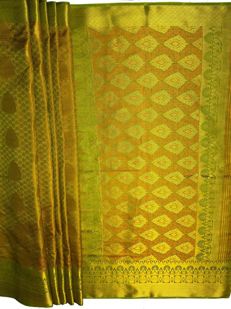 MIMOSA Women's Woven Design Kanjivaram Style Art Silk Saree with Blouse Piece - Olive ( SA00003144OLFREE ) — photo 7