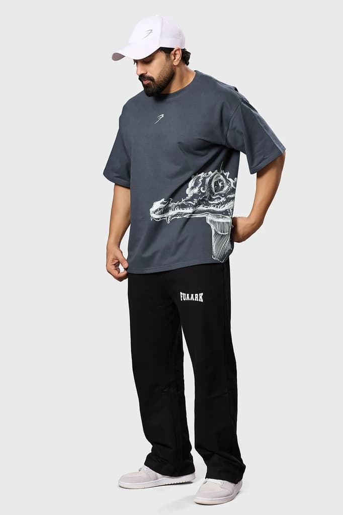 Bite Back Oversized T-shirt Dark Grey — XS