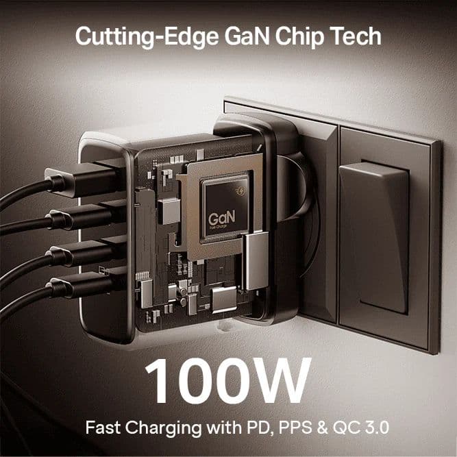 100W GaN Charger | 100W Fast Charger with GaN Chip Technology, 12-Layer Smart IC Protection, Quad-Port Charging — photo 3