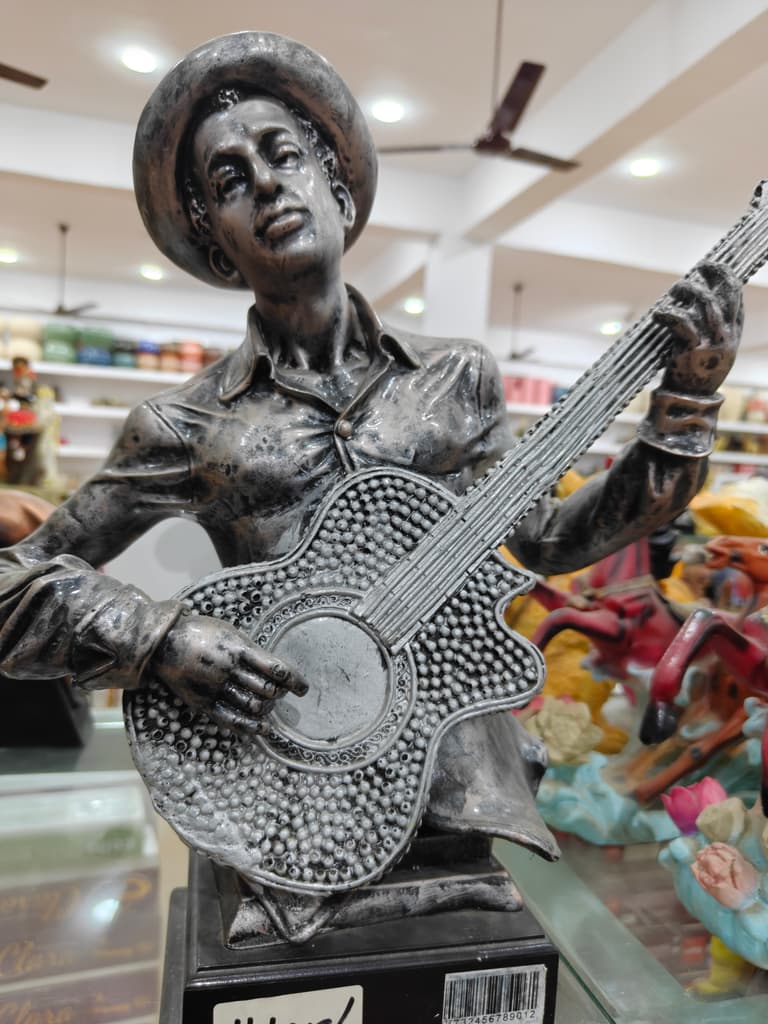 Bronze Statue of a Man Playing Guitar | Sculpture | Bronze | Brown