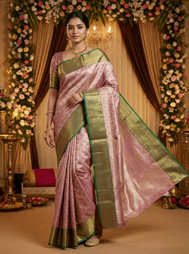 MIMOSA Women's Woven Design Kanjivaram Style Art Silk Saree with Blouse Piece - Magenta (SA00002866MJFREE) — photo 3