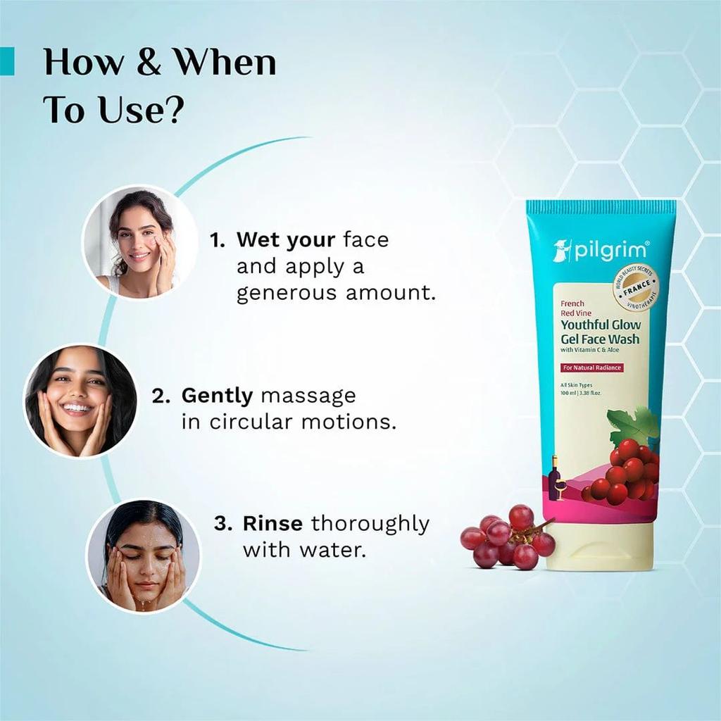 Red Vine Youthful Glow Gel Face Wash with Vitamin C & Aloe