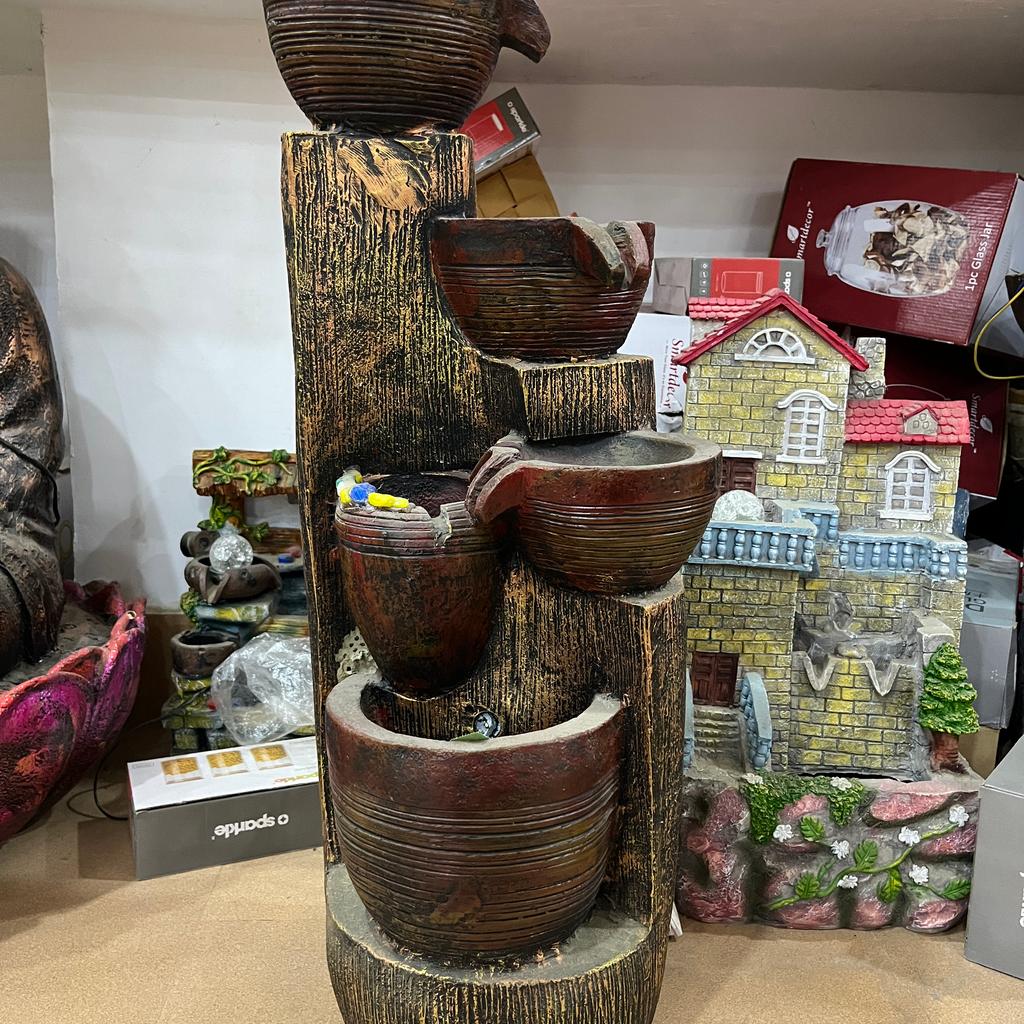 Wooden Vase with 3 Cups | Decorative | Wood | Brown
