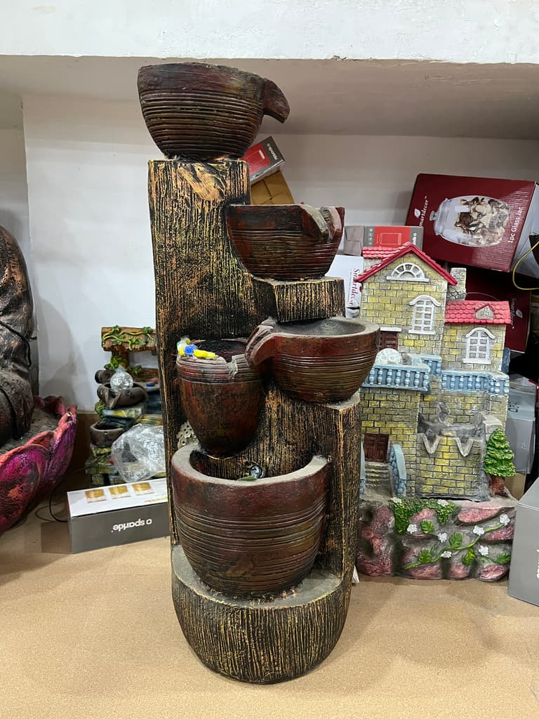 Wooden Vase with 3 Cups | Decorative | Wood | Brown