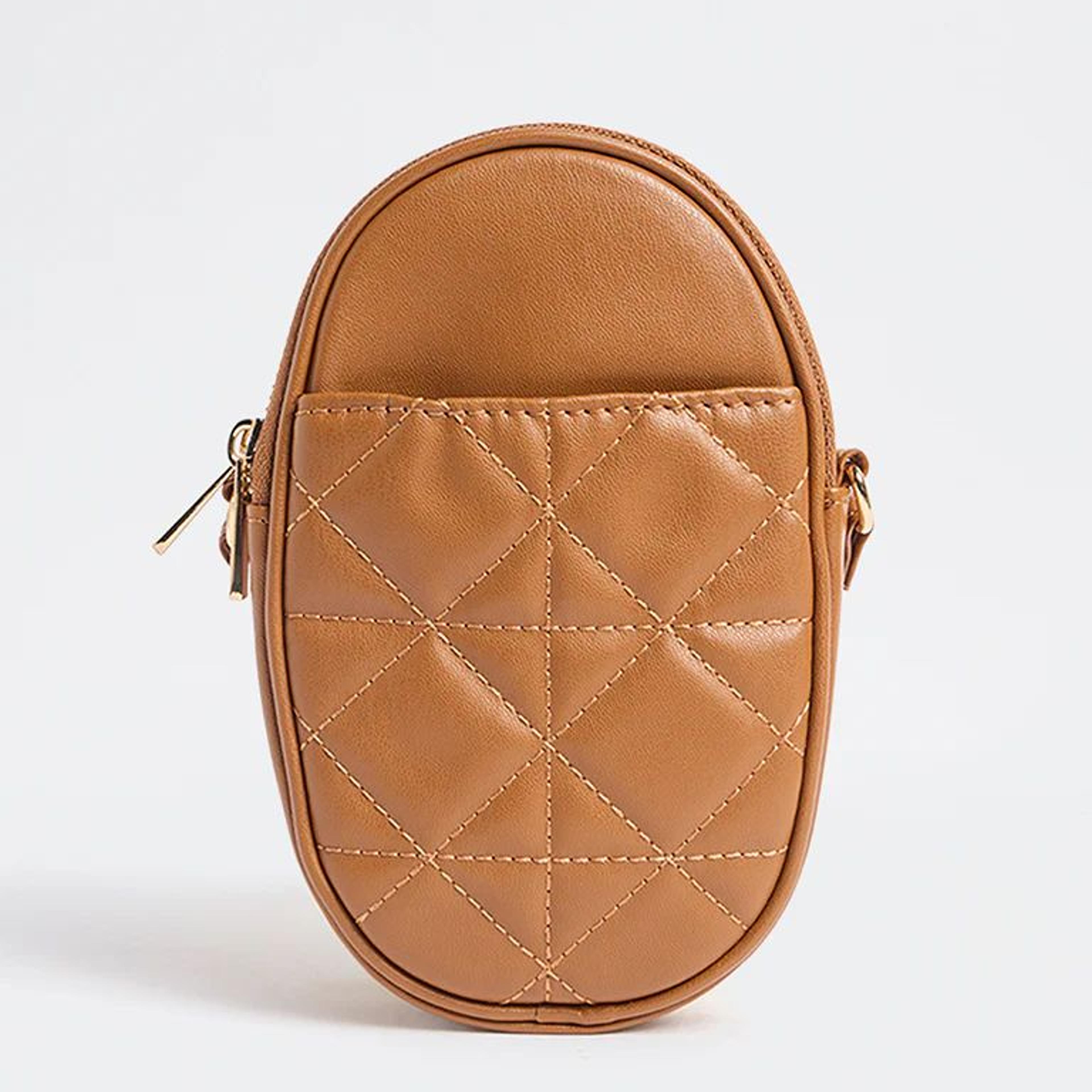 Westside Brown Quilted Phone Sling Bag