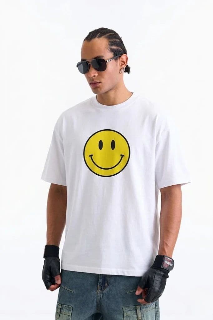 Smiley Originals White 100% Supima Cotton Oversized T-shirt — photo 9