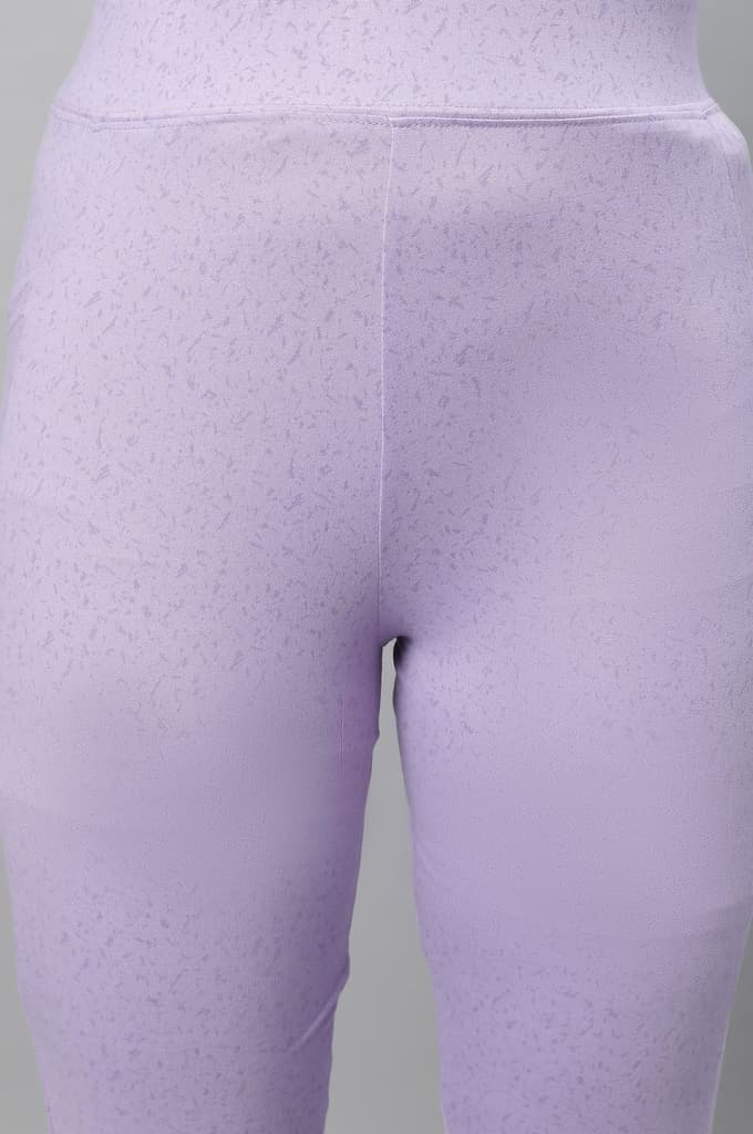 Purple Printed Skinny Fit Yoga Tights With Elasticated Waistband — photo 7
