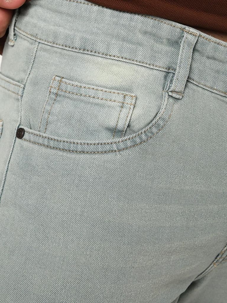 Men's Ice Grey Bootcut Fit Mid Rise Heavy Washed Jeans Stretchable — photo 5