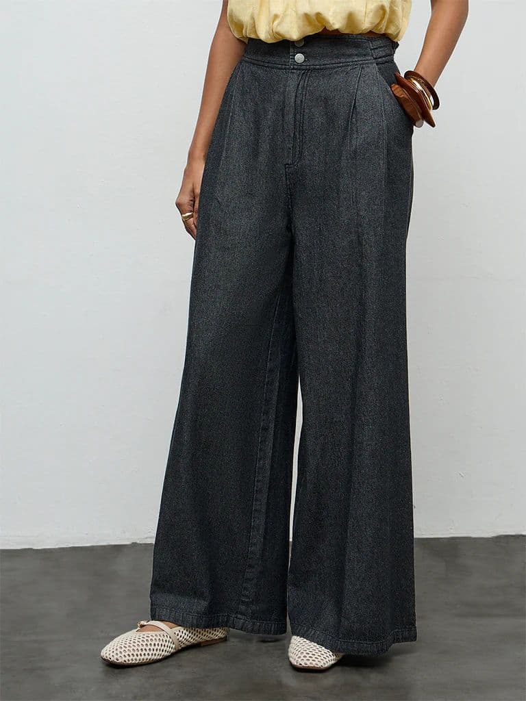 LOV Dark Charcoal Wide-Leg High-Rise Jeans — photo 2