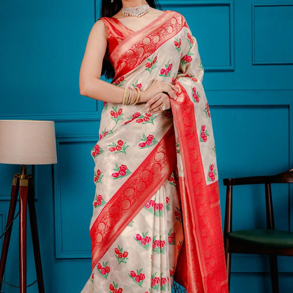 Mimosa Women's Woven Design Banarasi Style Art Silk Saree With Blouse Piece : SA00001606HWFREE