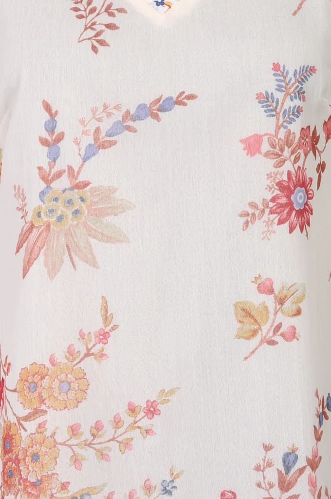 Off White Embroidered Chiffon Straight Top — photo 2