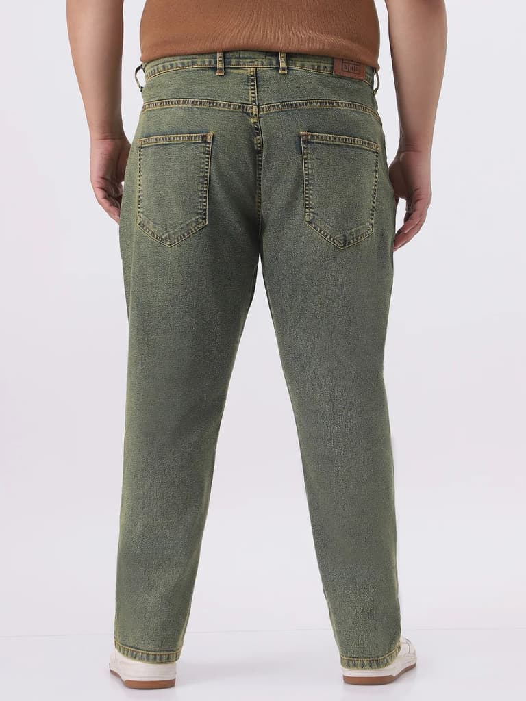 Plus Men's Ice Blue Straight Fit Heavy Washed Jeans Stretchable — photo 3